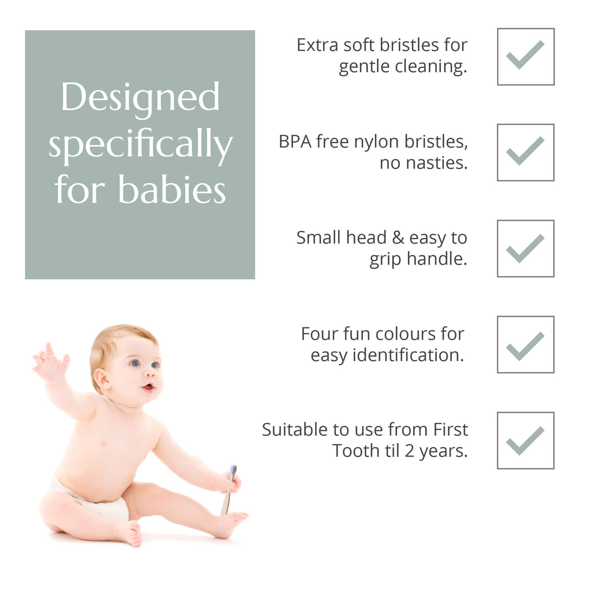 Babies' Bamboo Toothbrush with Extra-Soft Bristles - 4 Pack