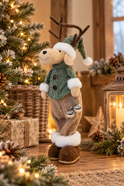 Felt Standing Male Elk Christmas Decoration in Sage Green – 49cm
