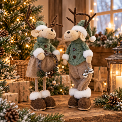 Felt Standing Male Elk Christmas Decoration in Sage Green – 49cm