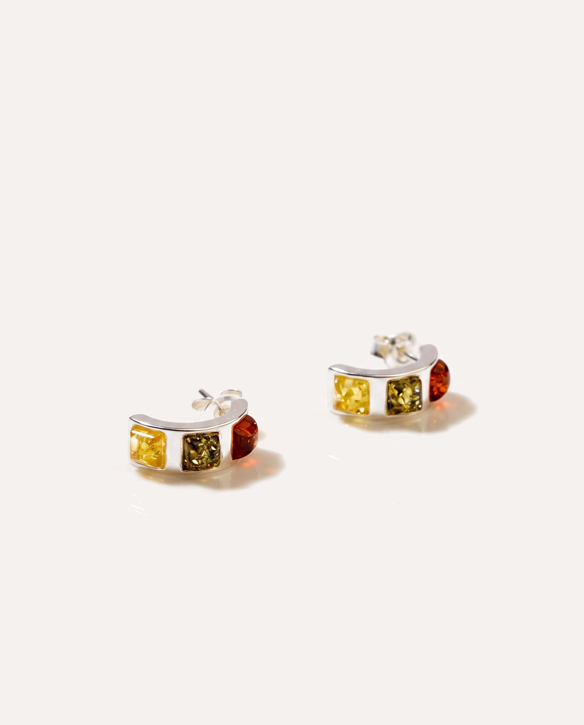 Multicolour Baguette Amber Earrings