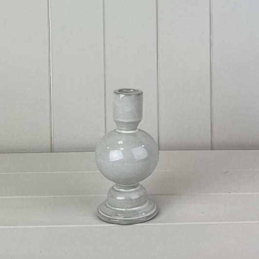 Glazed Ceramic Candle Holder with Textured Detail