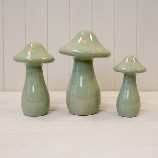Large Ceramic Pale Green Mushroom