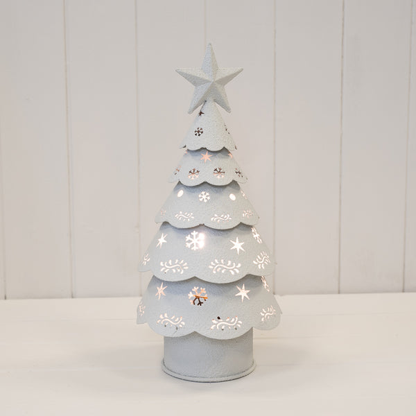 Off White Metal LED Christmas Tree