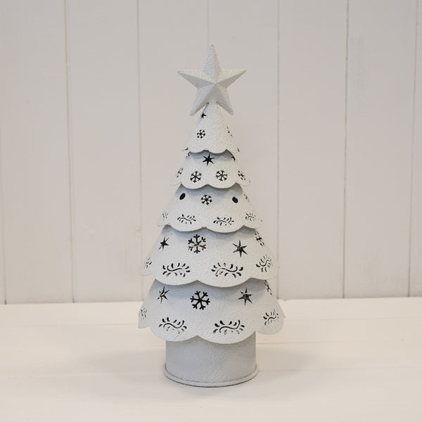 Off White Metal LED Christmas Tree