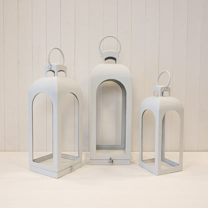 Off White Metal Open Faced Lantern Large