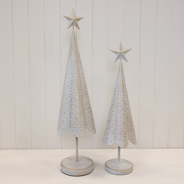 Off White Christmas Tree with Brushed Gold Stars – Large