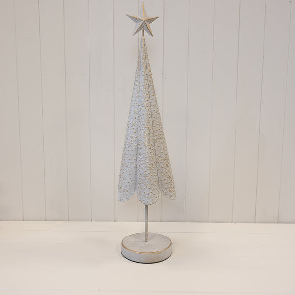 Off White Christmas Tree with Brushed Gold Stars – Large
