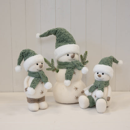 Felt Sage and White Standing Snowman