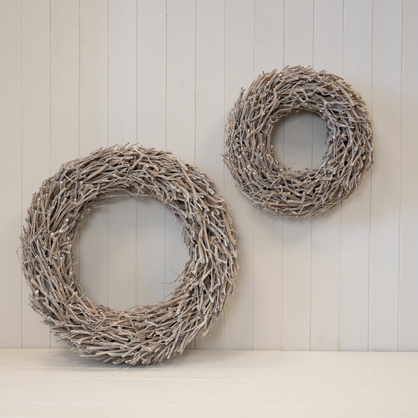 Whitewashed Root Branch Wreath